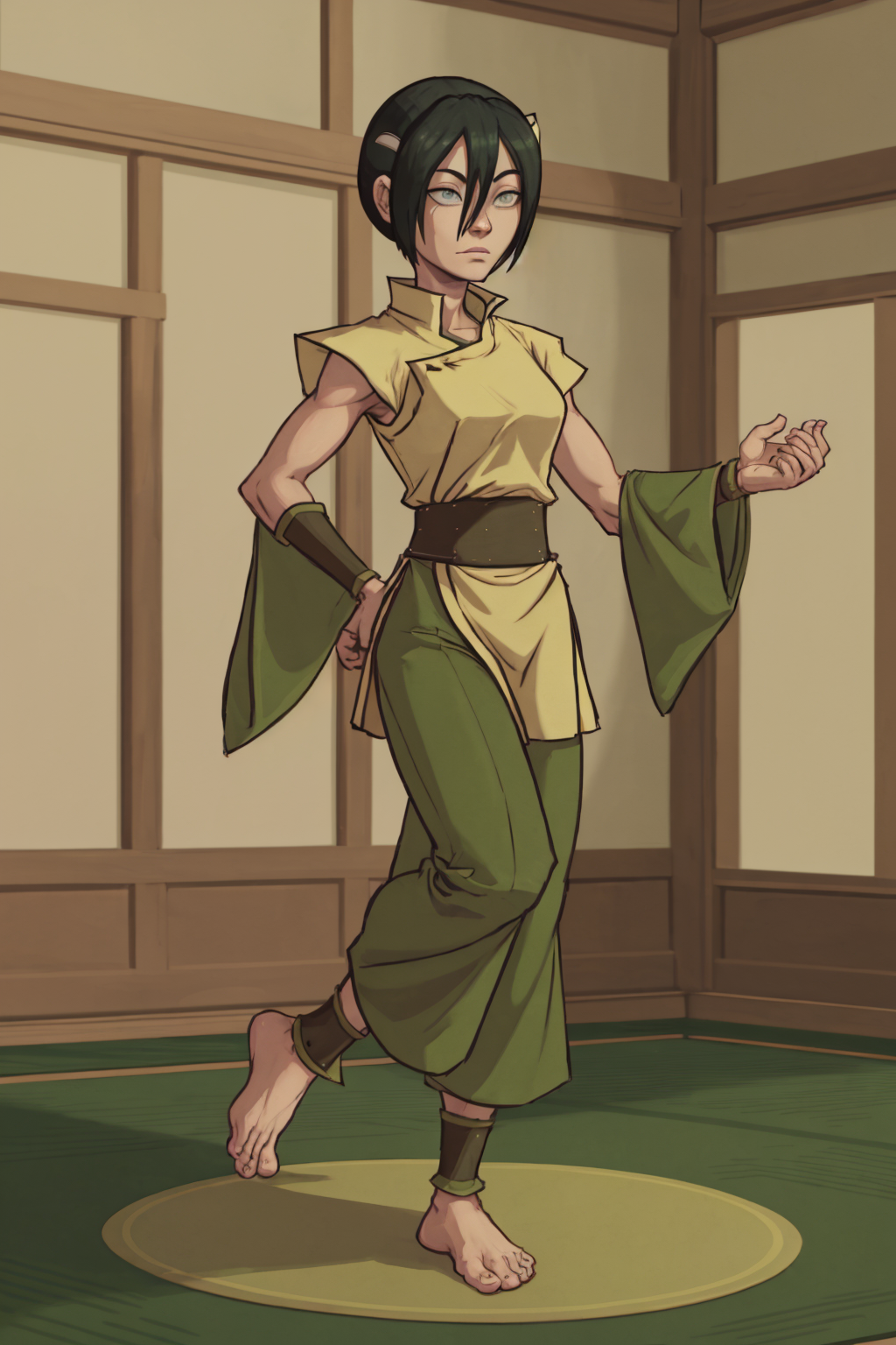 84923-3257491866-portrait of avatar toph tunic green shirt sash-Children_Stories_V1-Toon.png